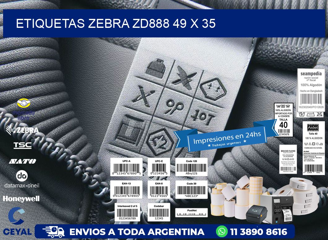 ETIQUETAS Zebra ZD888 49 x 35