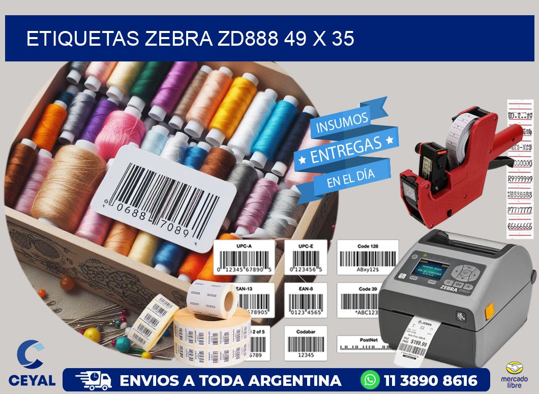 ETIQUETAS Zebra ZD888 49 x 35