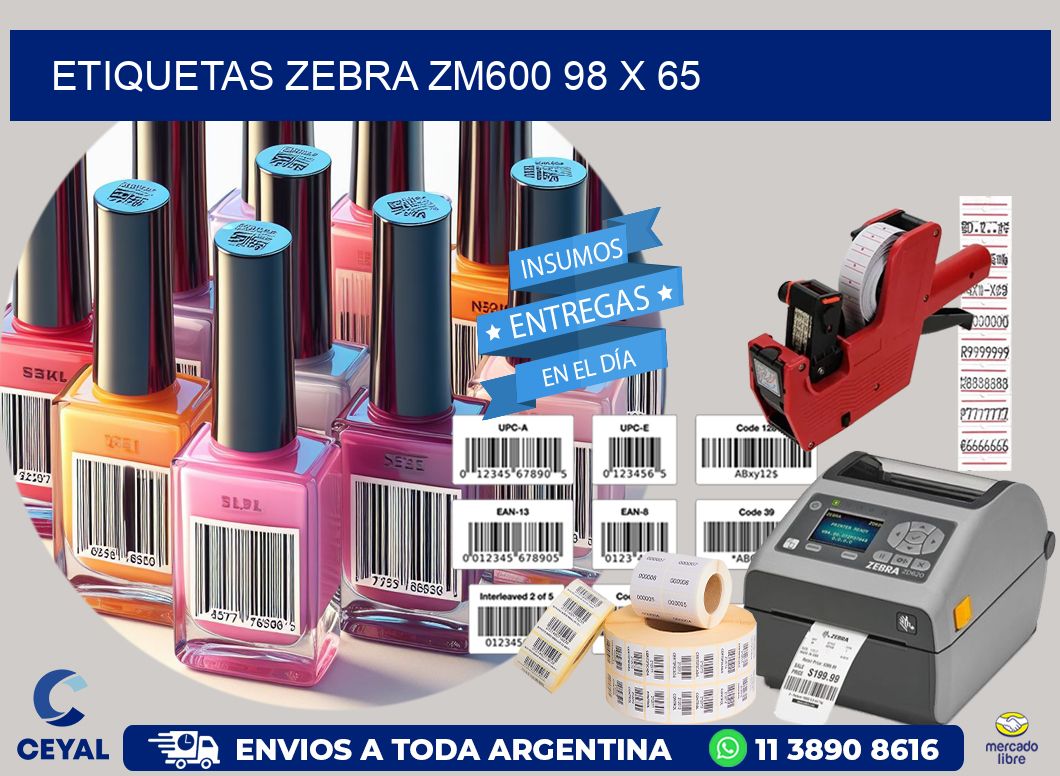 ETIQUETAS Zebra ZM600 98 x 65