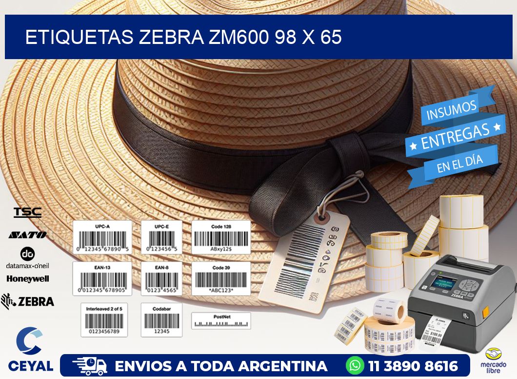 ETIQUETAS Zebra ZM600 98 x 65