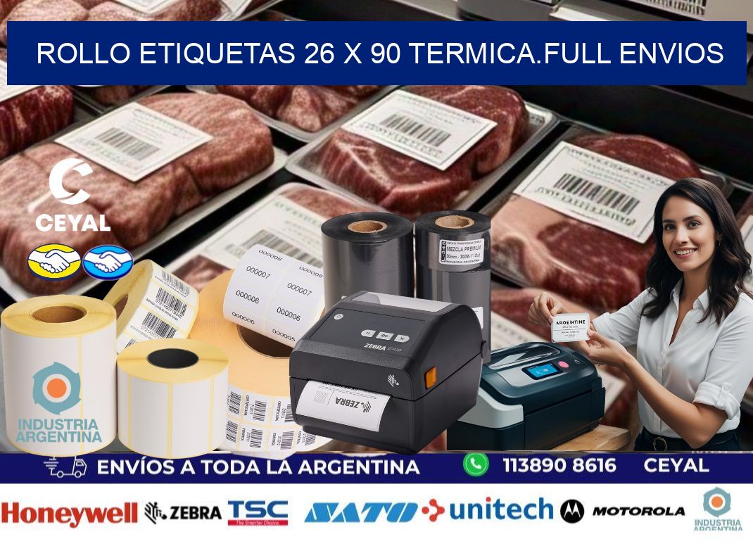 Rollo etiquetas 26 x 90 termica.full envios