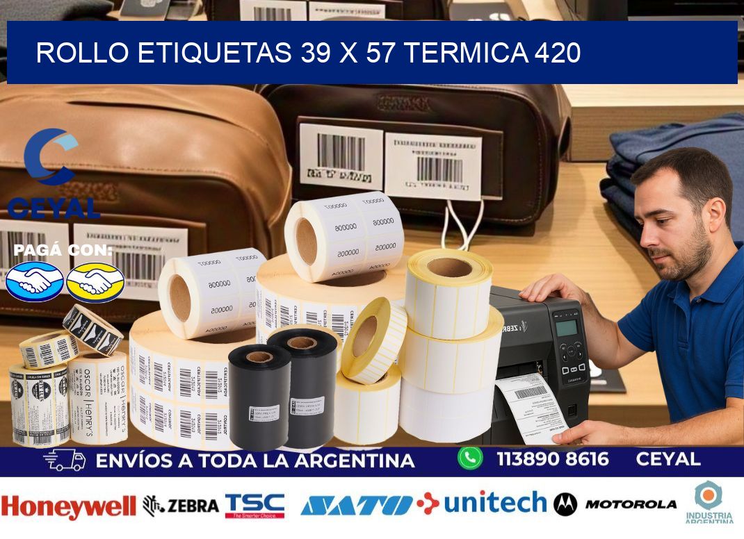 Rollo etiquetas 39 x 57 termica 420