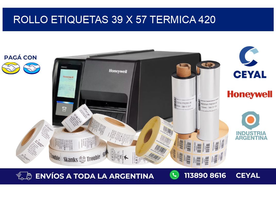 Rollo etiquetas 39 x 57 termica 420