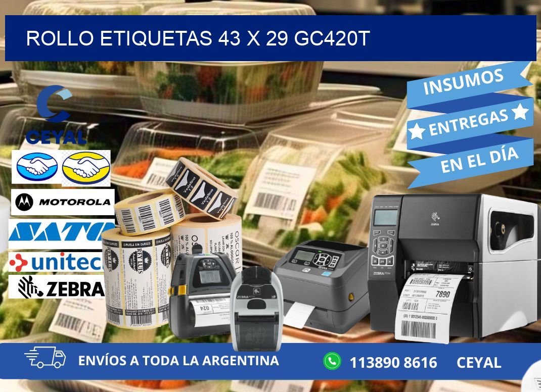 Rollo etiquetas 43 x 29 gc420t