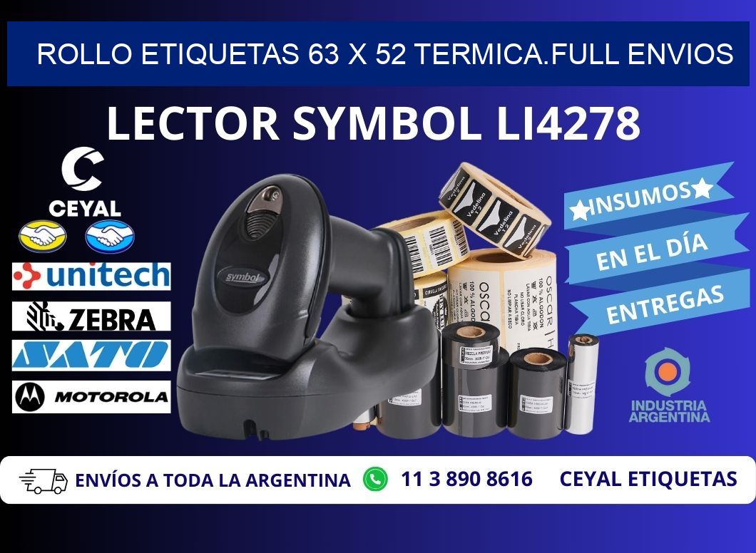 Rollo etiquetas 63 x 52 termica.full envios