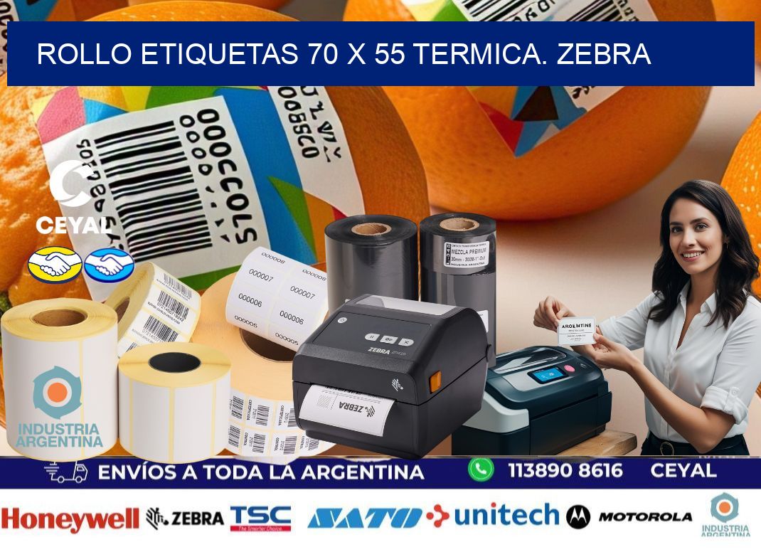 Rollo etiquetas 70 x 55 termica. zebra