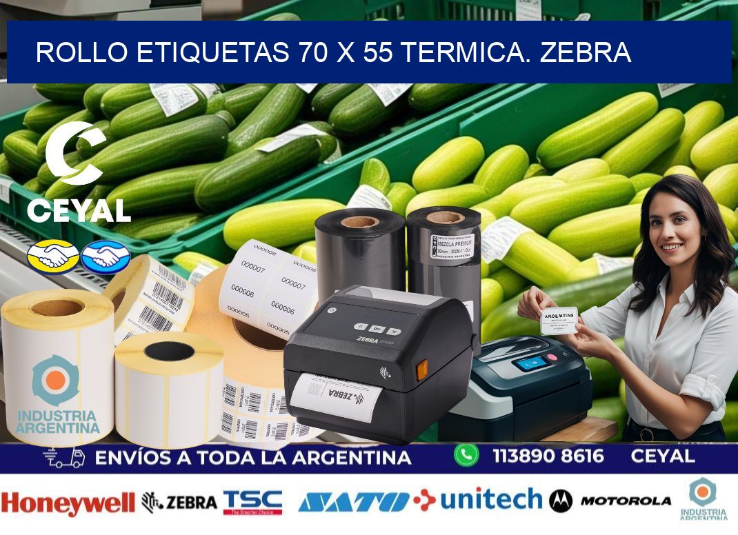 Rollo etiquetas 70 x 55 termica. zebra