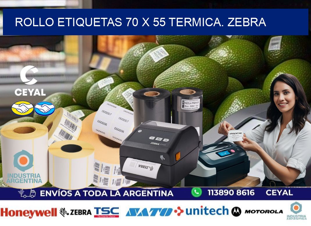 Rollo etiquetas 70 x 55 termica. zebra