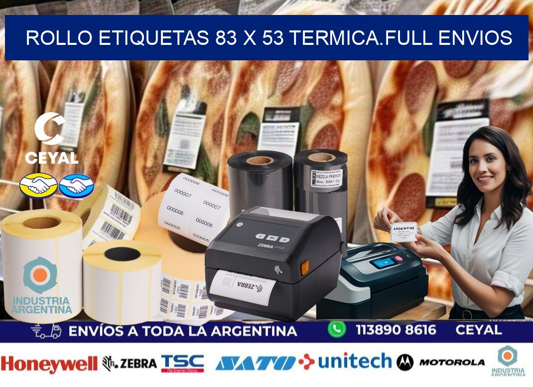 Rollo etiquetas 83 x 53 termica.full envios