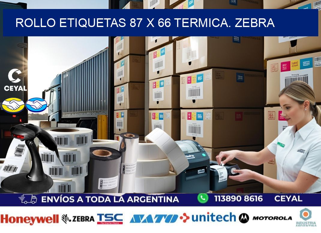 Rollo etiquetas 87 x 66 termica. zebra