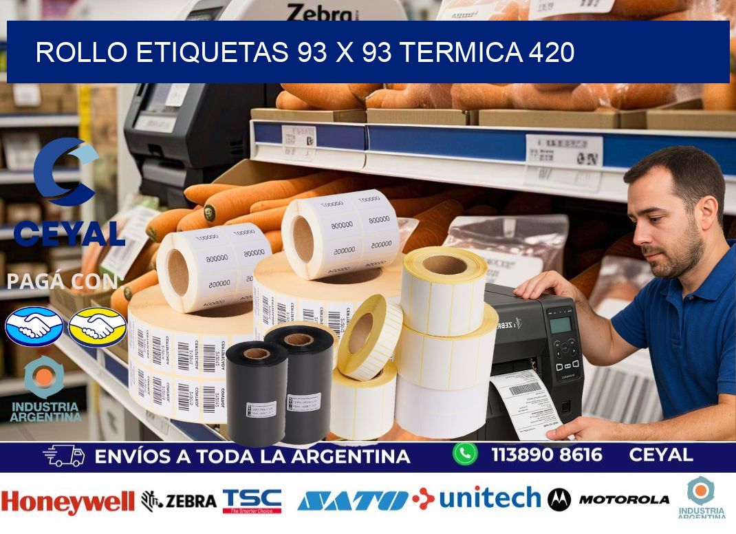 Rollo etiquetas 93 x 93 termica 420