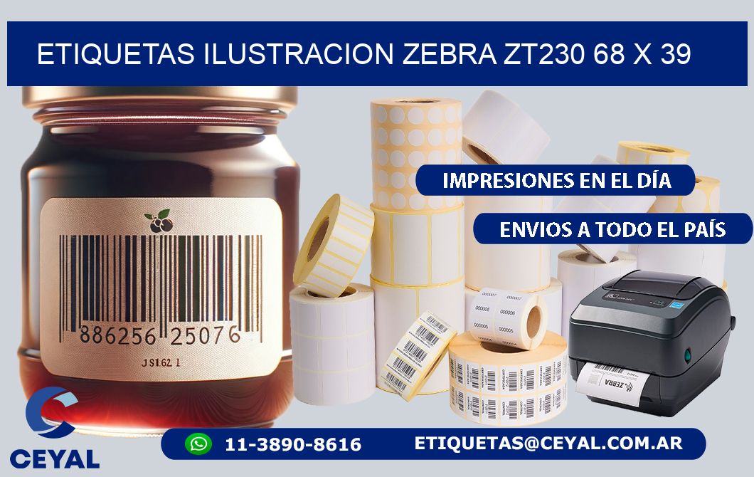 ETIQUETAS ILUSTRACION ZEBRA ZT230 68 x 39