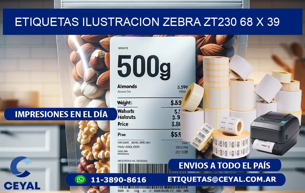 ETIQUETAS ILUSTRACION ZEBRA ZT230 68 x 39