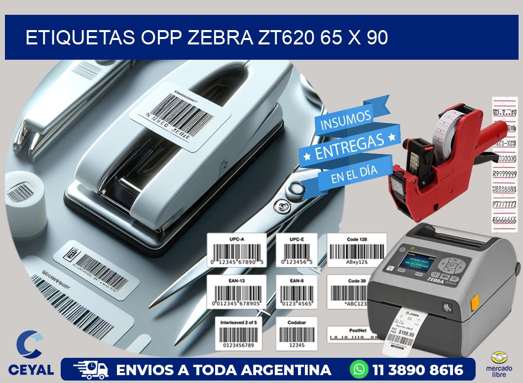 ETIQUETAS OPP ZEBRA ZT620 65 x 90