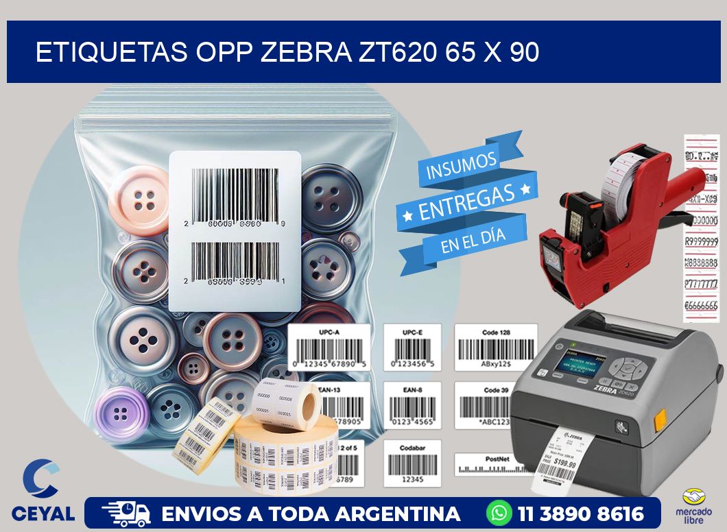 ETIQUETAS OPP ZEBRA ZT620 65 x 90