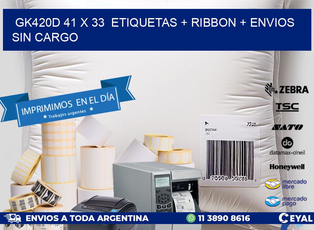 GK420D 41 x 33  etiquetas + ribbon + envios sin cargo