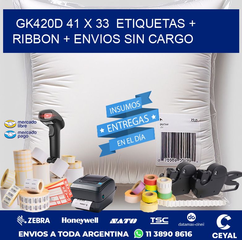 GK420D 41 x 33  etiquetas + ribbon + envios sin cargo