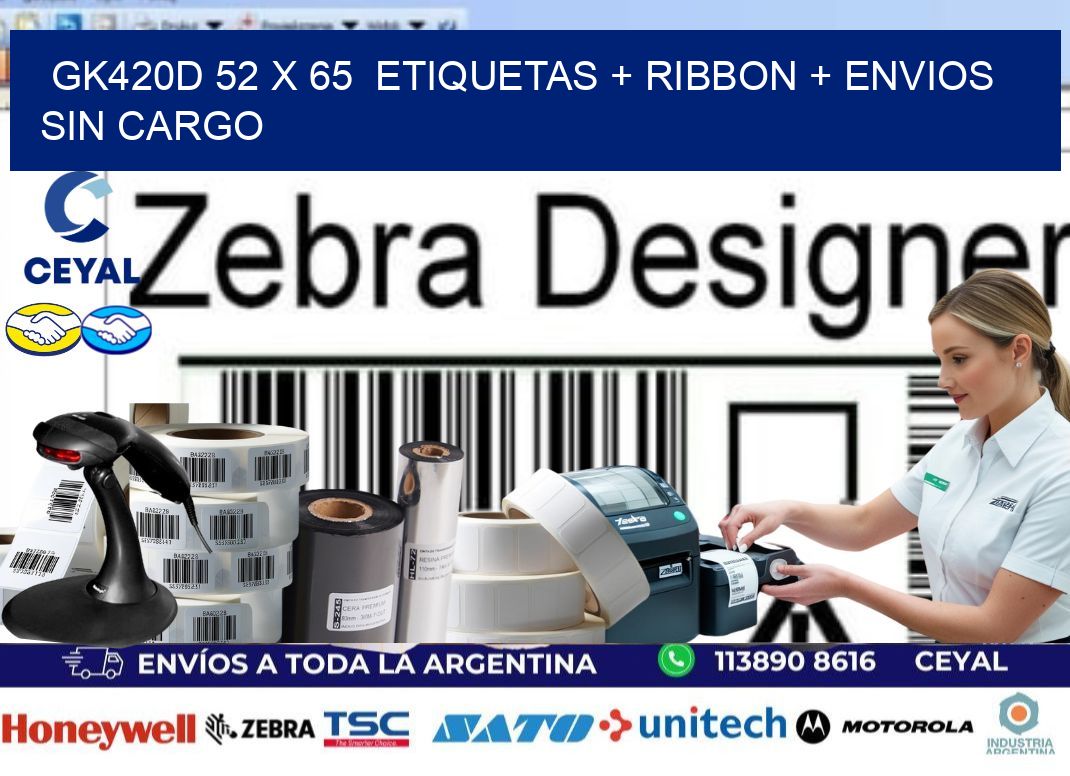 GK420D 52 x 65  etiquetas + ribbon + envios sin cargo