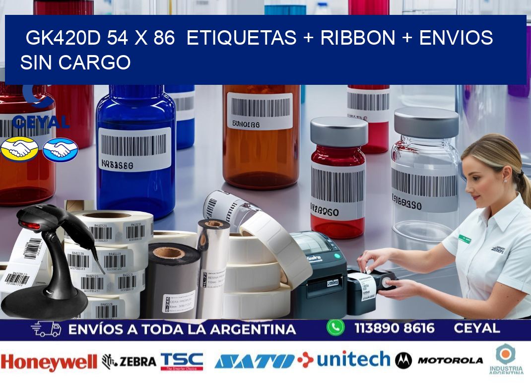 GK420D 54 x 86  etiquetas + ribbon + envios sin cargo