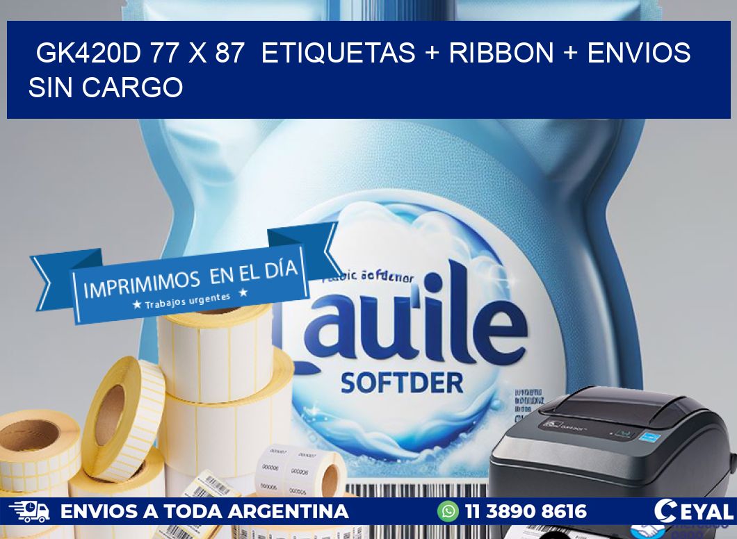 GK420D 77 x 87  etiquetas + ribbon + envios sin cargo