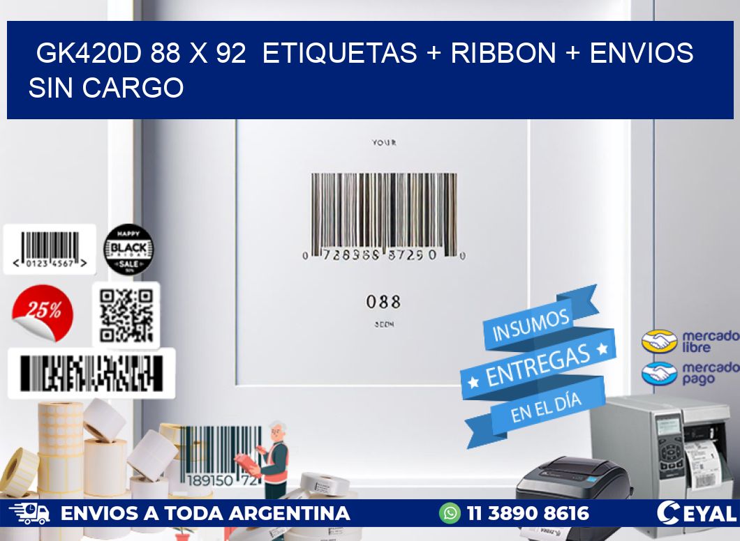 GK420D 88 x 92  etiquetas + ribbon + envios sin cargo