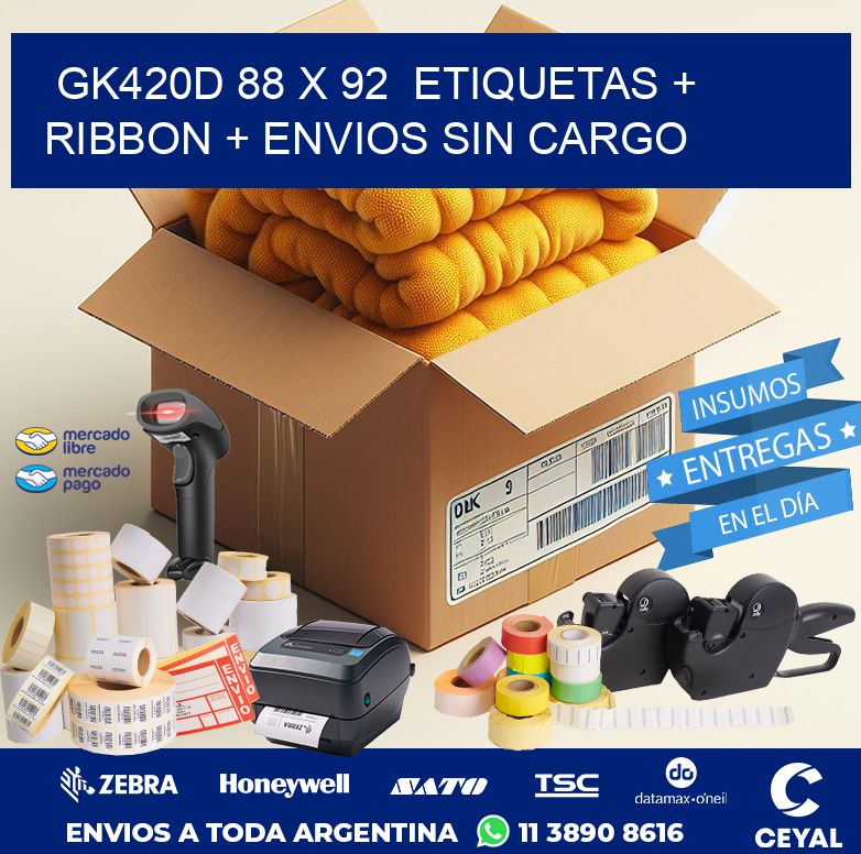 GK420D 88 x 92  etiquetas + ribbon + envios sin cargo