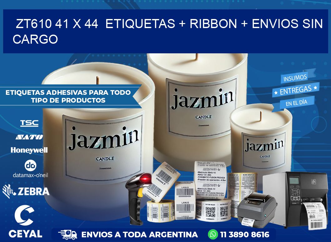 ZT610 41 x 44  etiquetas + ribbon + envios sin cargo