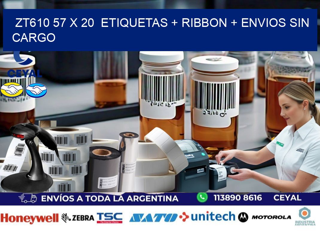 ZT610 57 x 20  etiquetas + ribbon + envios sin cargo