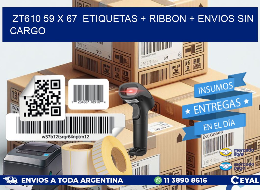 ZT610 59 x 67  etiquetas + ribbon + envios sin cargo