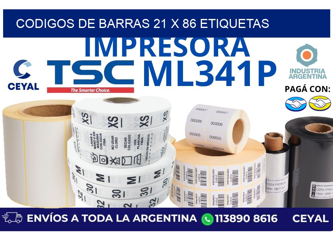 codigos de barras 21 x 86 etiquetas