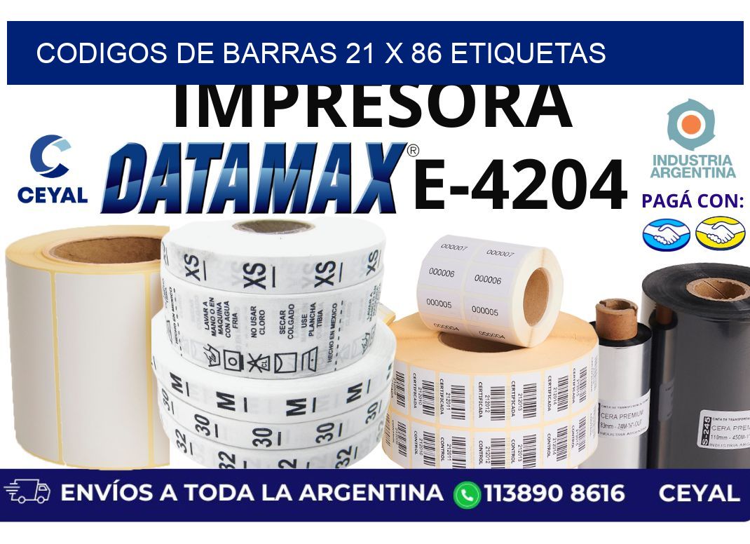 codigos de barras 21 x 86 etiquetas