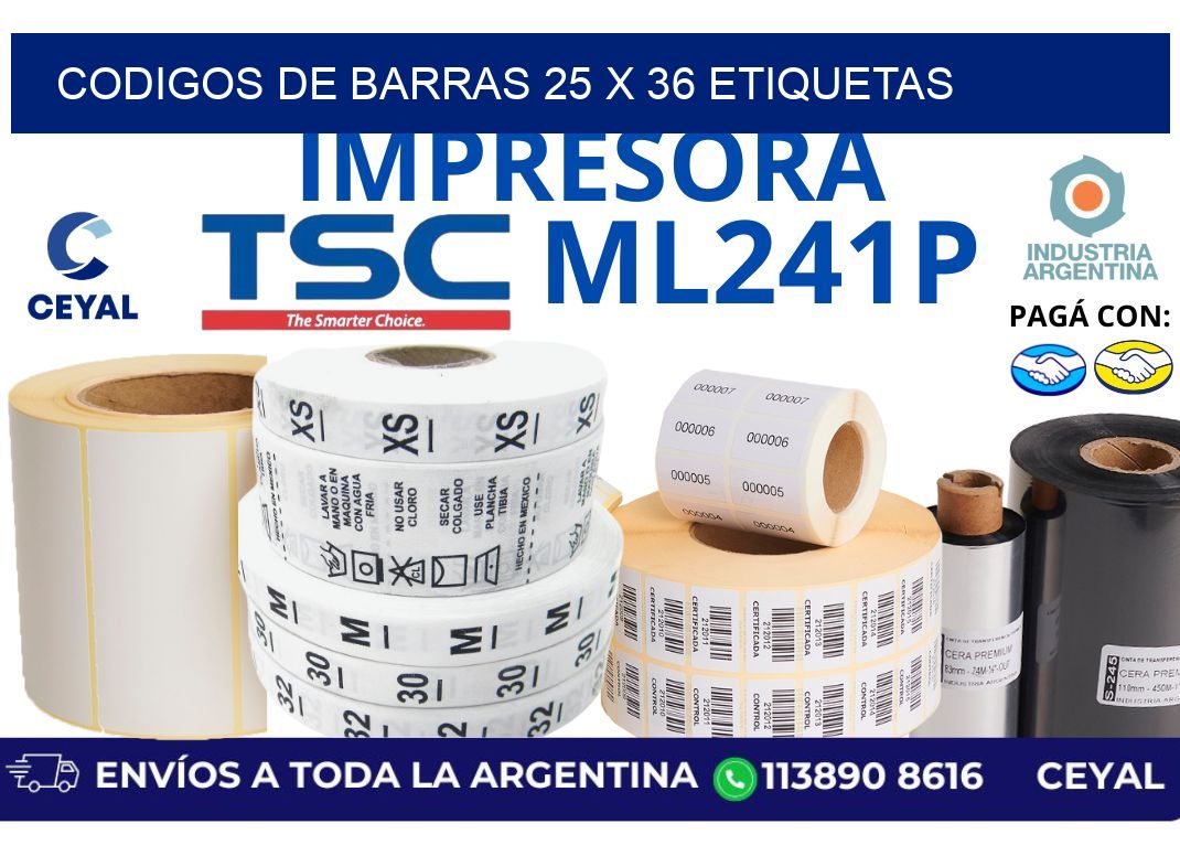 codigos de barras 25 x 36 etiquetas