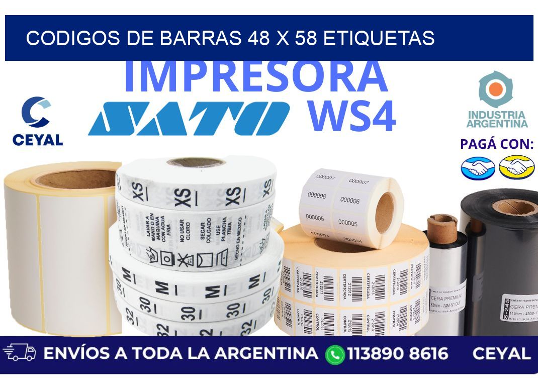 codigos de barras 48 x 58 etiquetas