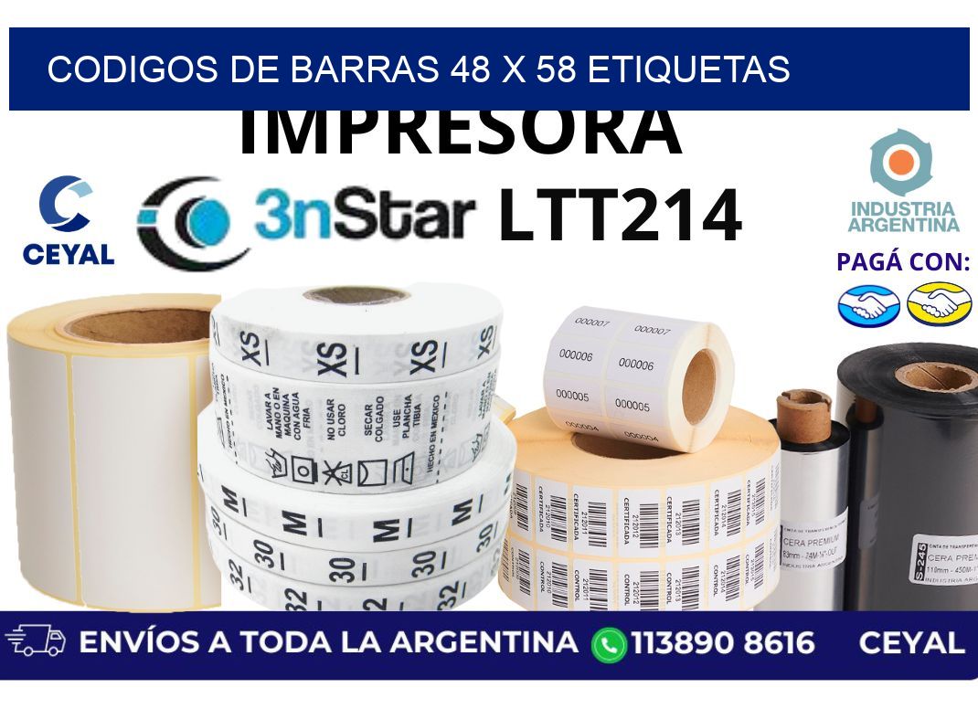codigos de barras 48 x 58 etiquetas