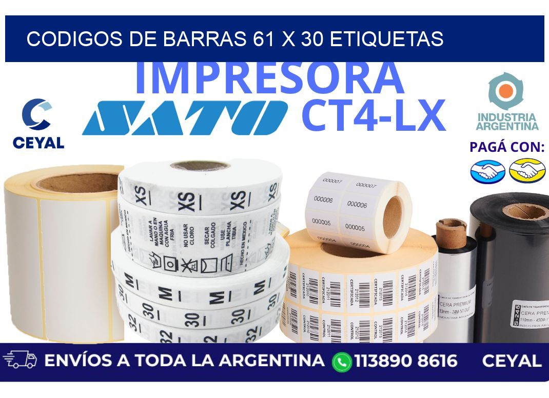 codigos de barras 61 x 30 etiquetas