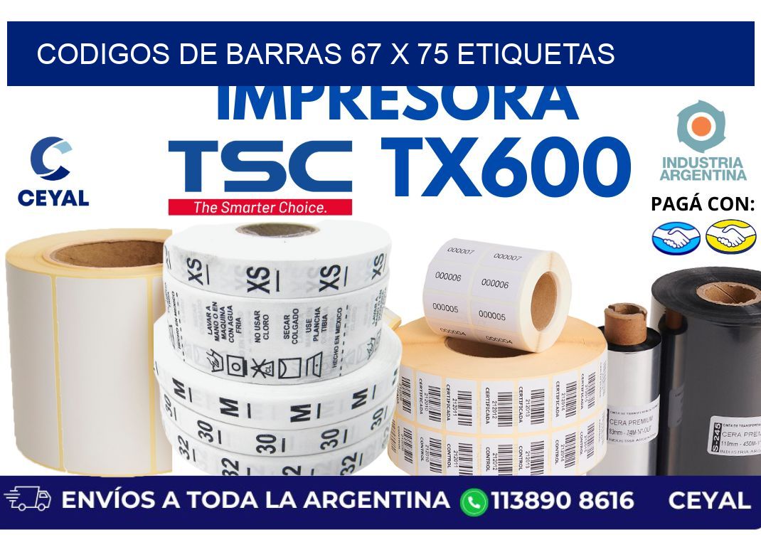 codigos de barras 67 x 75 etiquetas