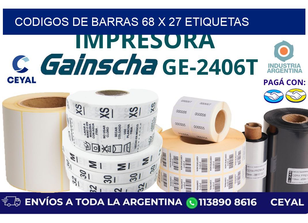codigos de barras 68 x 27 etiquetas