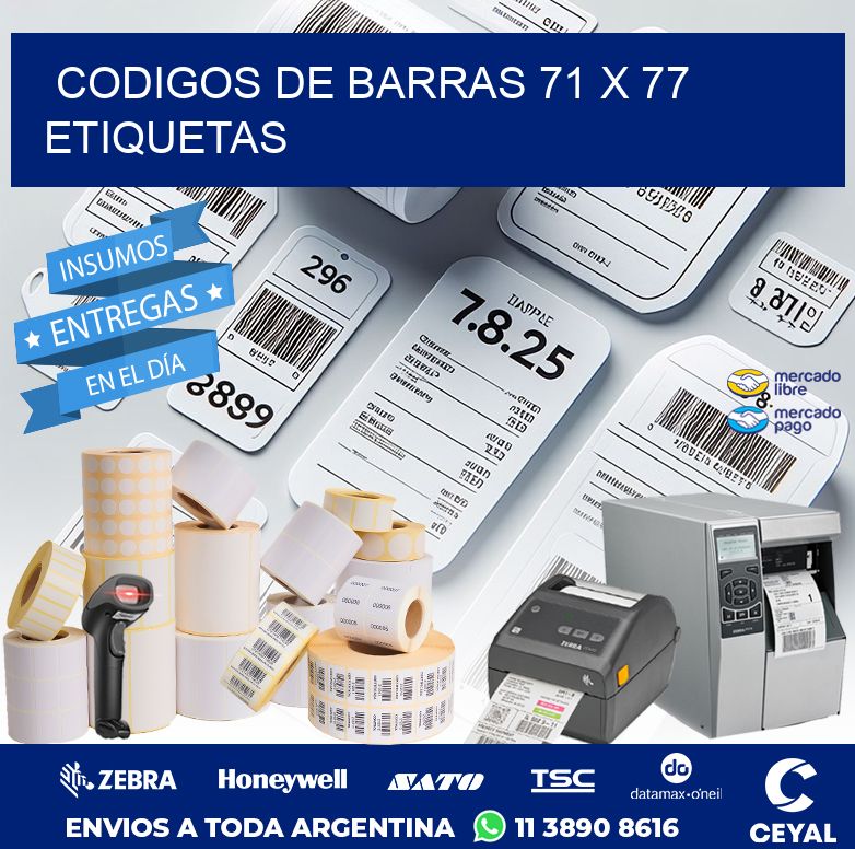 codigos de barras 71 x 77 etiquetas