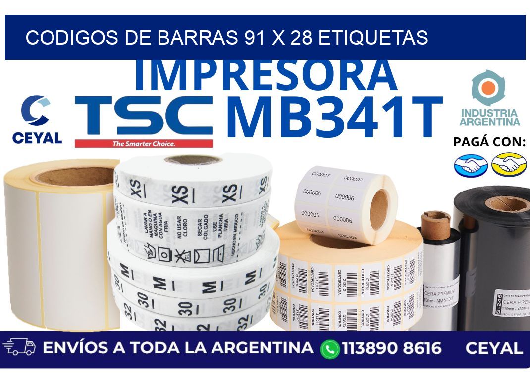 codigos de barras 91 x 28 etiquetas