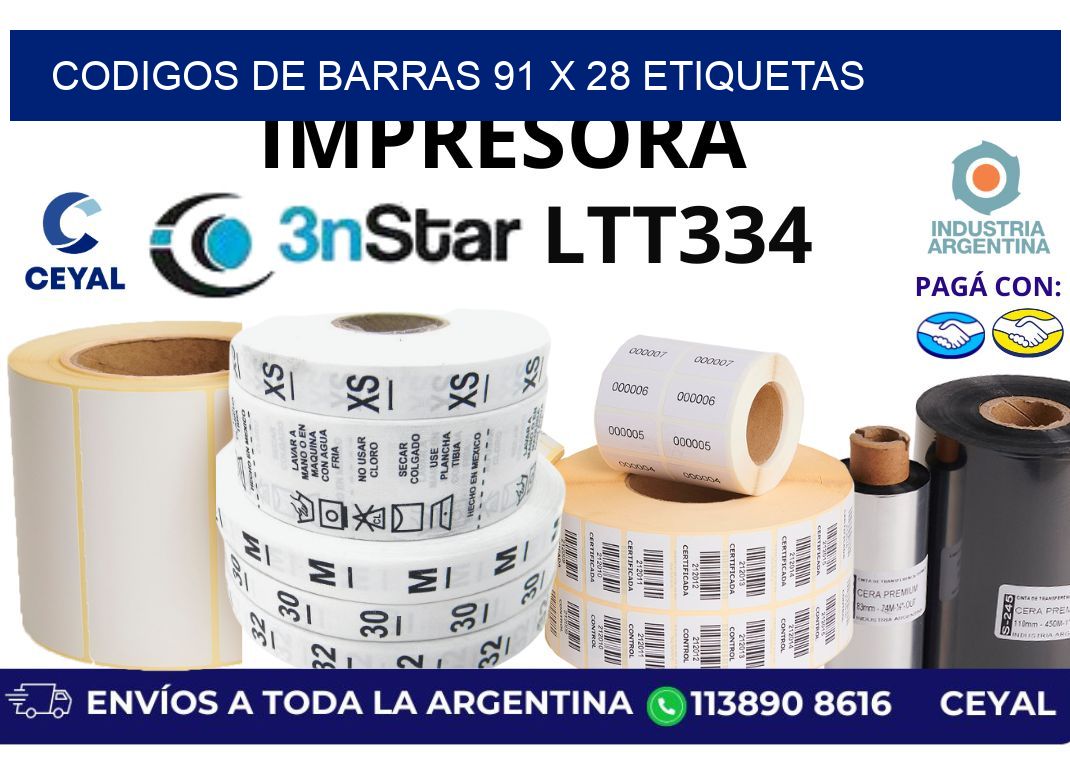 codigos de barras 91 x 28 etiquetas
