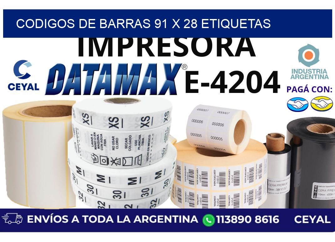 codigos de barras 91 x 28 etiquetas