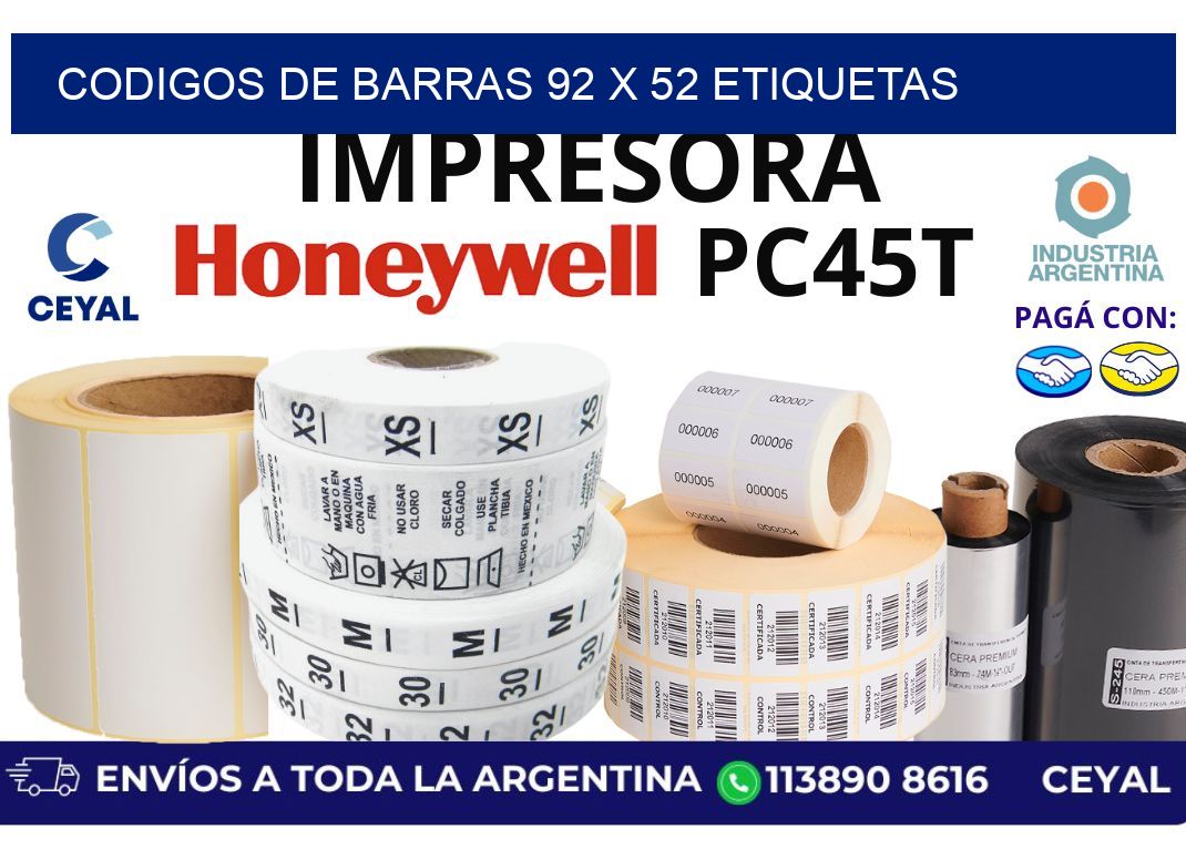 codigos de barras 92 x 52 etiquetas