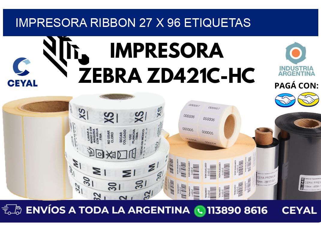 impresora ribbon 27 x 96 etiquetas