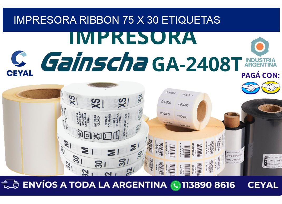 impresora ribbon 75 x 30 etiquetas