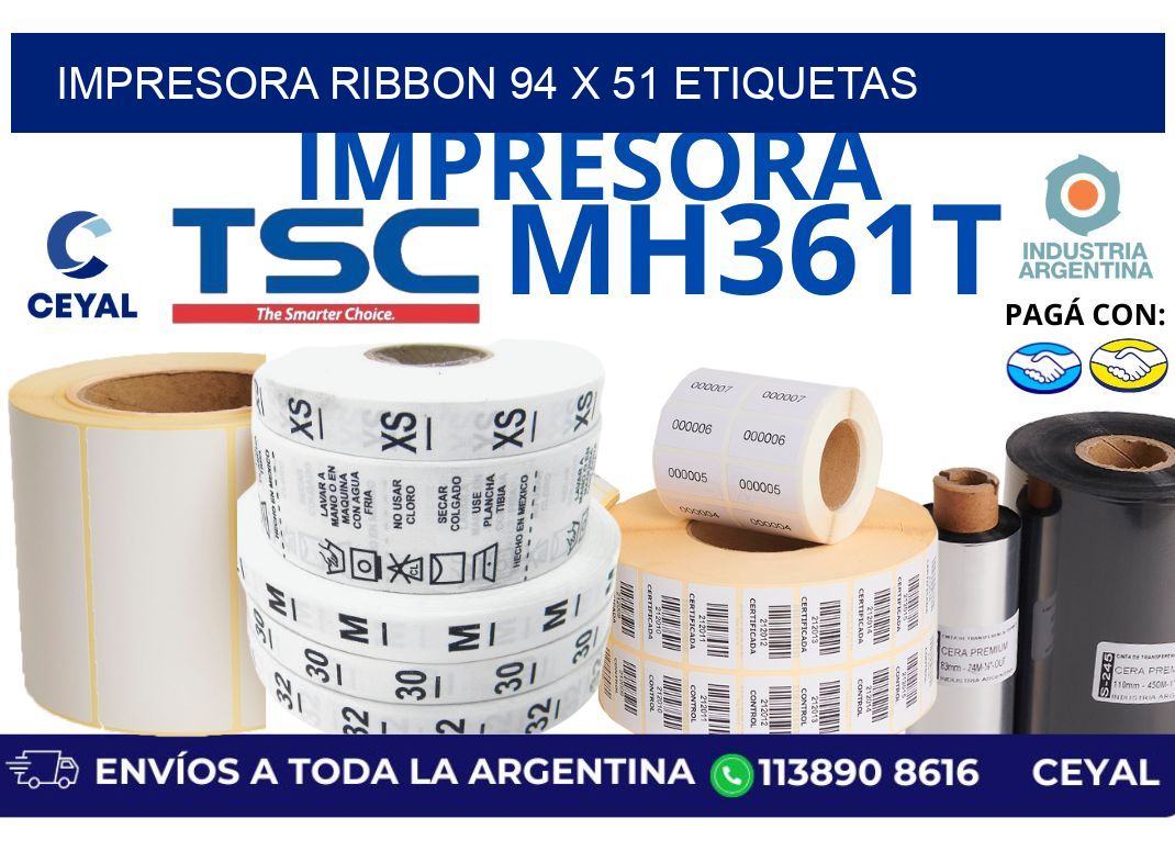 impresora ribbon 94 x 51 etiquetas