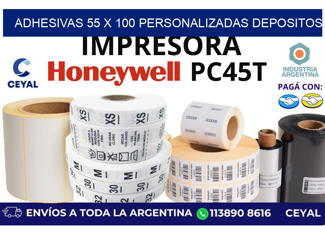 adhesivas 55 x 100 personalizadas depositos