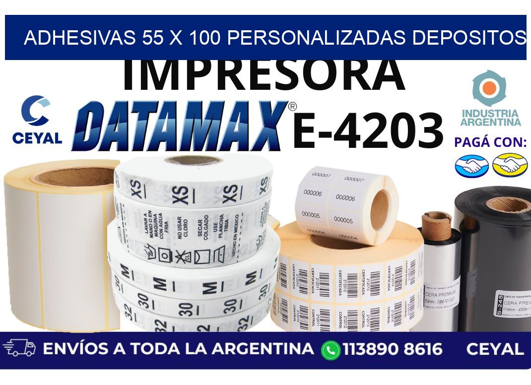adhesivas 55 x 100 personalizadas depositos