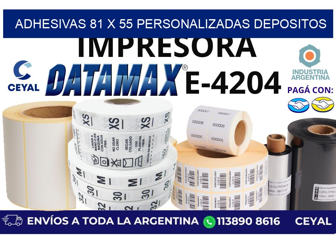adhesivas 81 x 55 personalizadas depositos