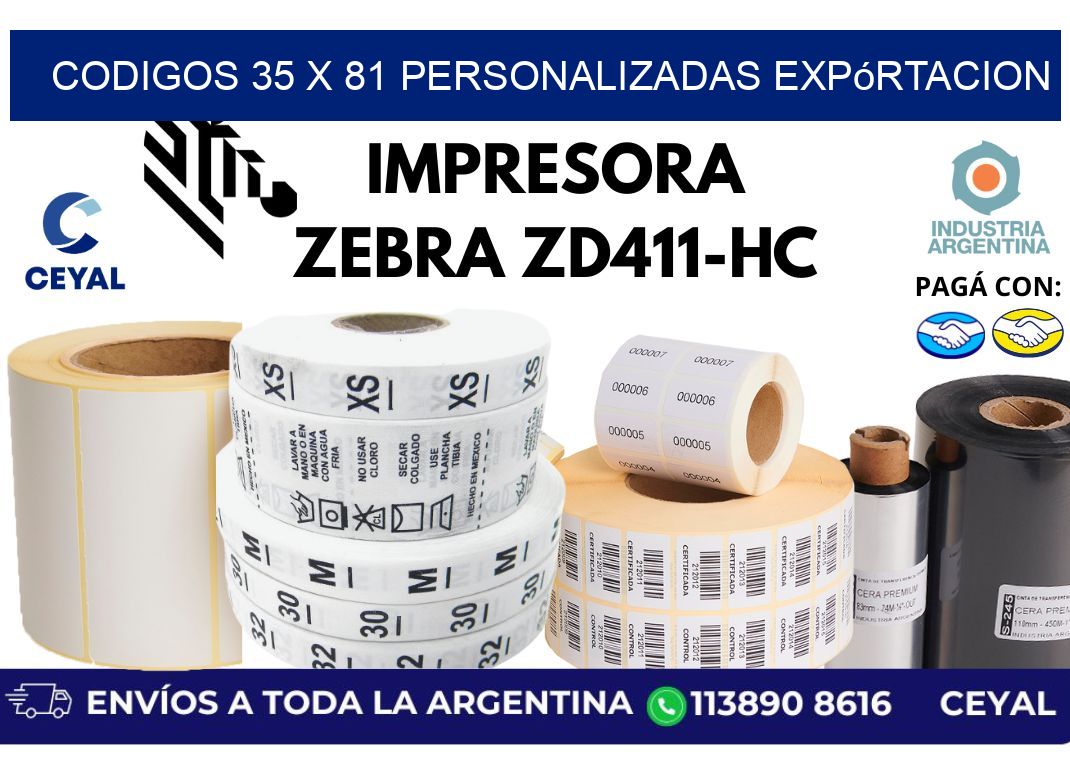 codigos 35 x 81 personalizadas expórtacion