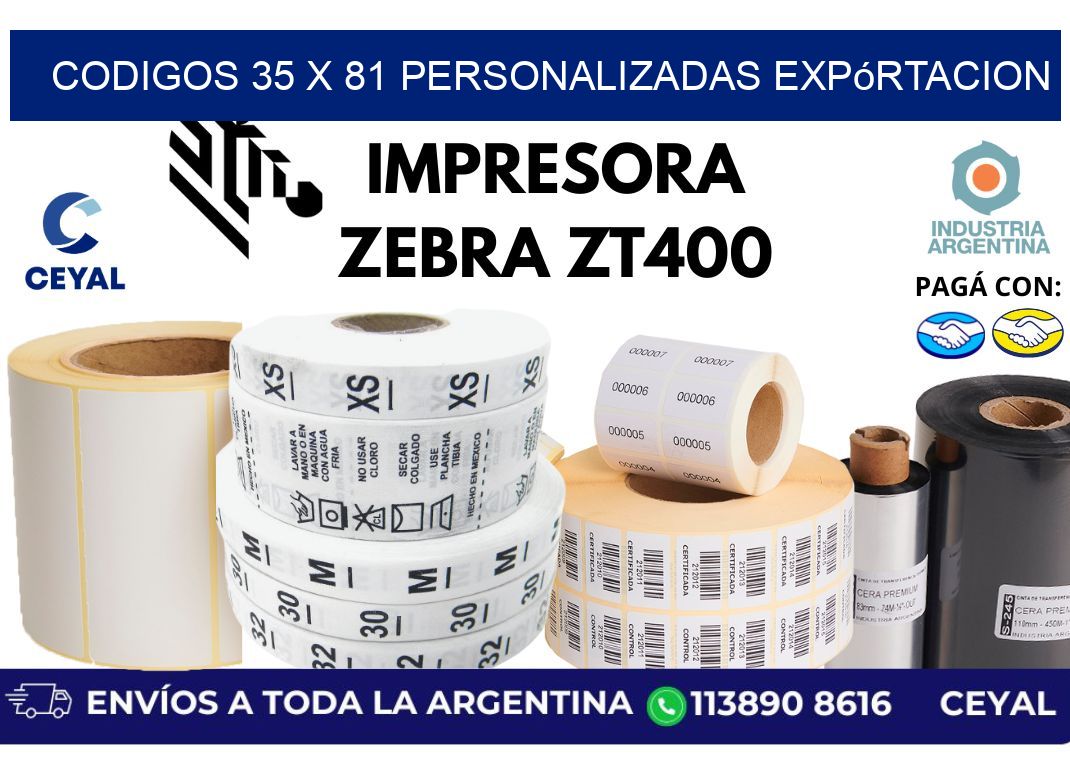 codigos 35 x 81 personalizadas expórtacion
